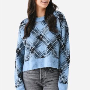 Ganni Check Oversized Pullover/ Sweater Blue and Black size S